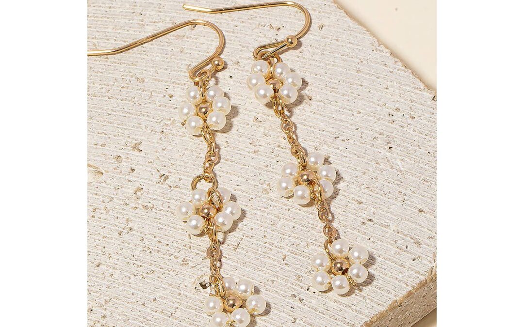Pearl Flower Chain Dangle Earrings