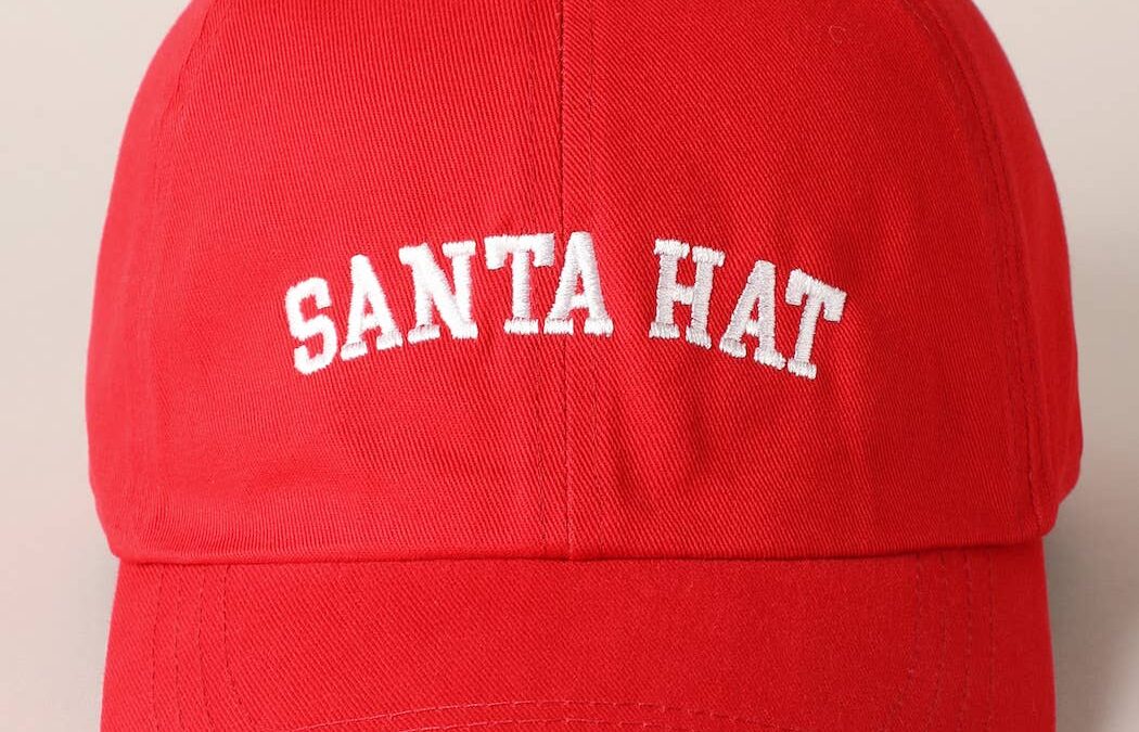 Santa Hat Text Embroidery Baseball Cap